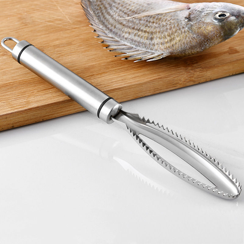 Kingwise Kitchen Gadgets Stainless Steel 304 Utensils Fish Scales Scraper Skin Remover Scaler Knife Clam Opener Fish Cleaning